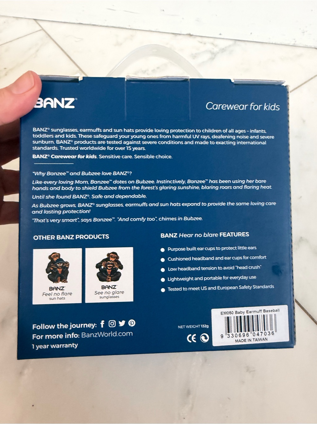 New In Box Banz Baseball Theme Ear Muffs Hearing Protection 0-2 Years Old — image 2 of 4